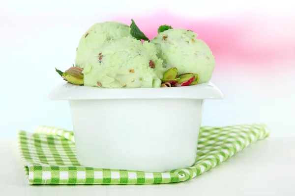 Tasty ice cream scoops in bowl — Stock Photo, Image