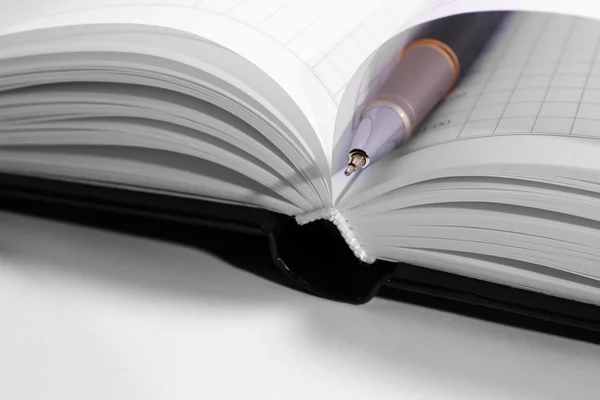 Pen on opened book — Stock Photo, Image