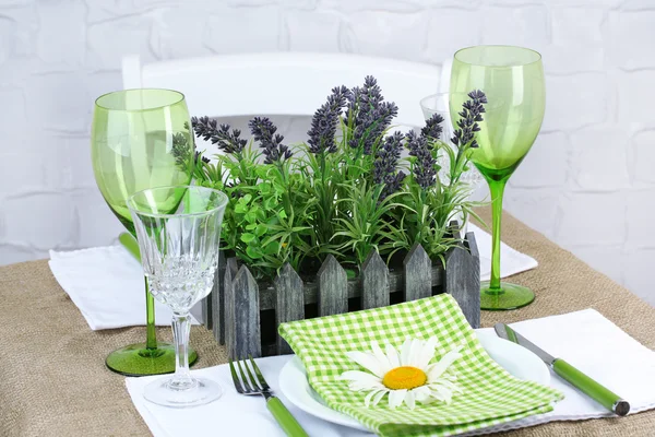 Trendy table setting in restaurant — Stock Photo, Image