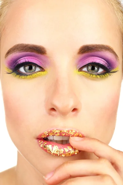 Fényes make-up a gyönyörű nő — Stock Fotó