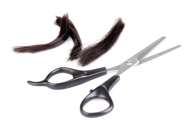 Cut hair and scissors — Stock Photo, Image