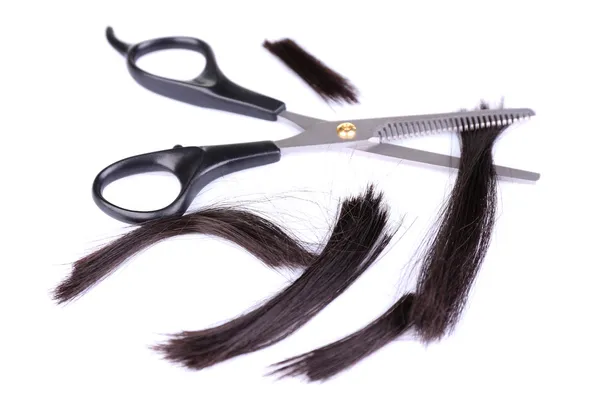 Отрезать волосы и ножницы — стоковое фото