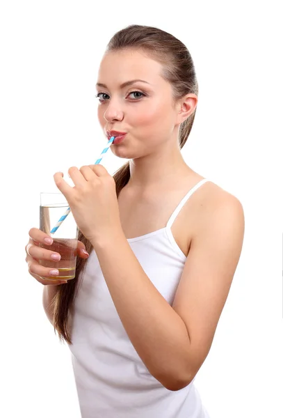 Mooi meisje dranken water — Stockfoto