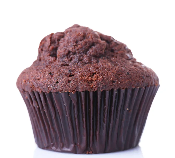 Muffin al cioccolato isolato su bianco — Foto Stock