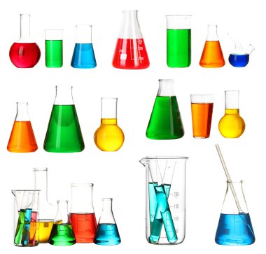 kolaj üzerinde beyaz izole farklı Laboratuar kapkacakları