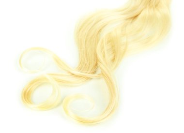 kıvırcık sarı saçlı yakın çekim üzerinde beyaz izole