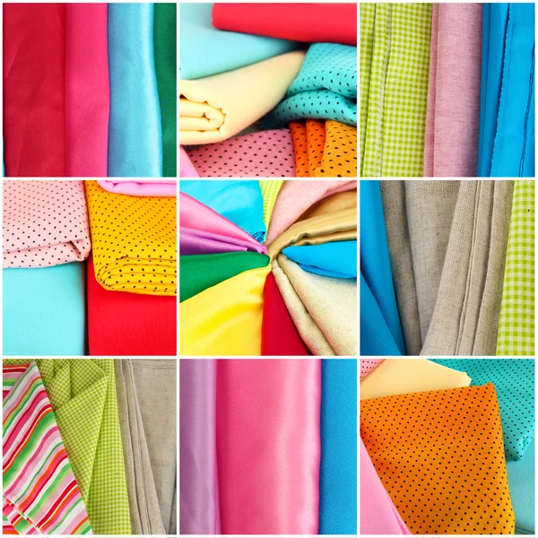 Colorful fabrics collage — Stock Photo, Image