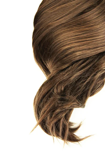 Cabelo castanho brilhante isolado em branco — Fotografia de Stock