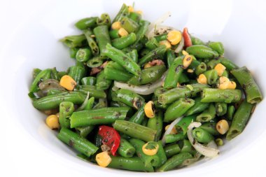salata fasulye, jambon, kase, Mısır ile yakın çekim
