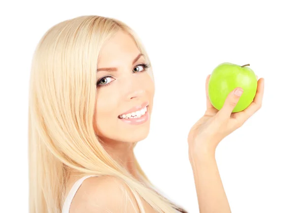 Młoda piękna kobieta z jabłkiem — Zdjęcie stockowe