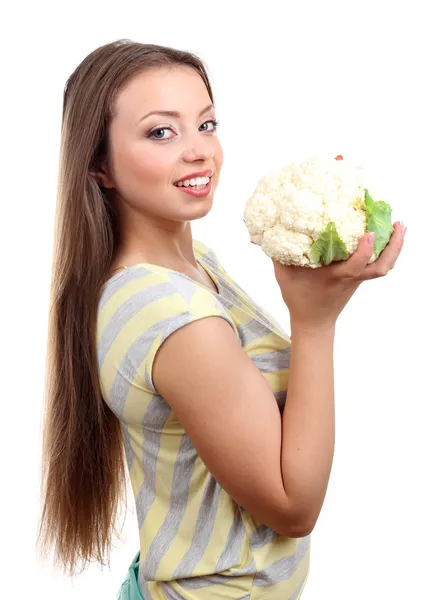 Beautiful girl with cabbage — Stock Photo, Image