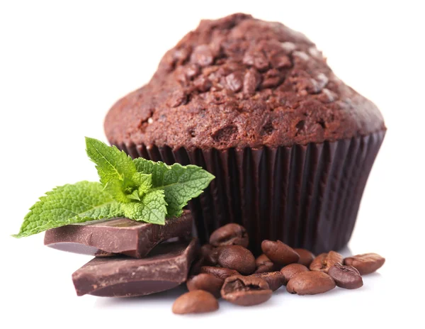 Muffin Chocolate isolado em branco — Fotografia de Stock