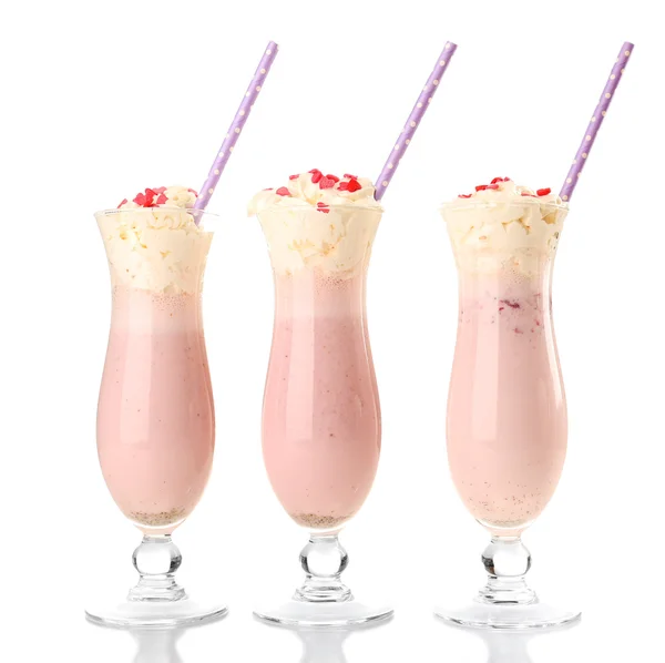 Milkshake delicioso isolado em branco — Fotografia de Stock