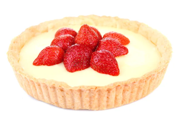 Strawberry tart isolated on white — Stock Photo, Image