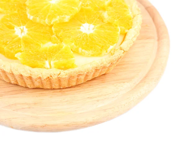 Homemade orange tart isolated on white — Stock Photo, Image