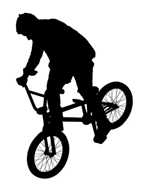 Νεαρό αγόρι σε ποδήλατο bmx απομονωθεί σε λευκό — Φωτογραφία Αρχείου