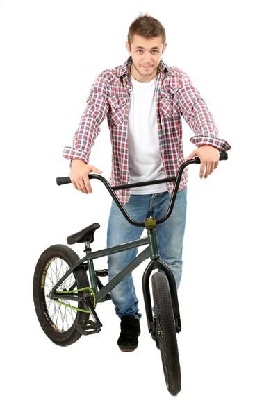 Menino na bicicleta BMX — Fotografia de Stock
