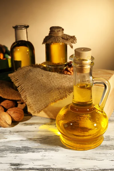 Walnut oil and nuts — Stock Photo, Image