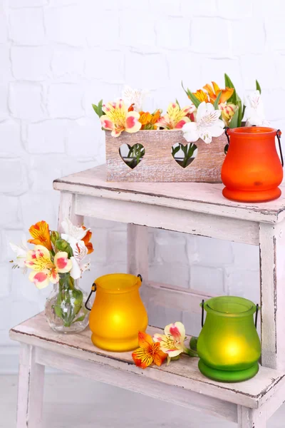 Bright icon-lamps with flowers — Stock Photo, Image