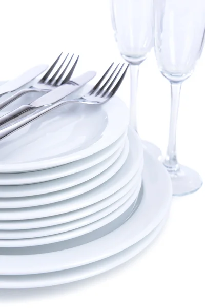 Set weißer Gerichte — Stockfoto