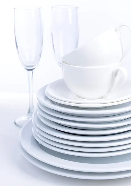 Juego de platos blancos — Foto de Stock