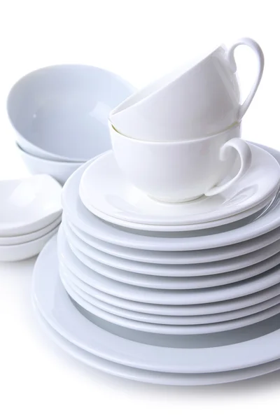 Set di piatti bianchi — Foto Stock