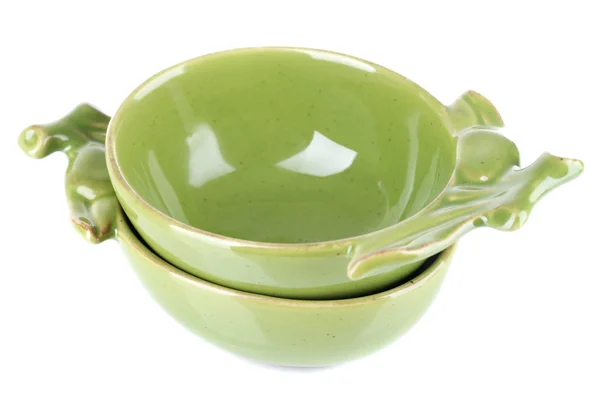 Zelená prázdné misky pro olivový olej a olivy — Stock fotografie