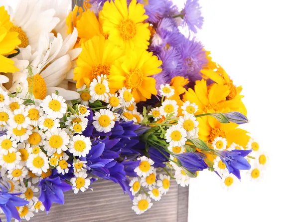 Beautiful flowers in crate — Stock Photo, Image