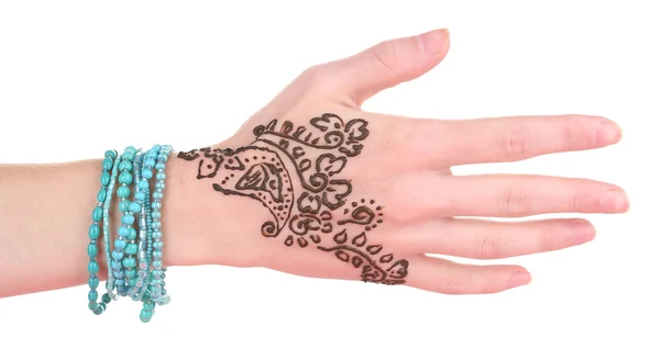 Hand mit Henna bemalt — Stockfoto