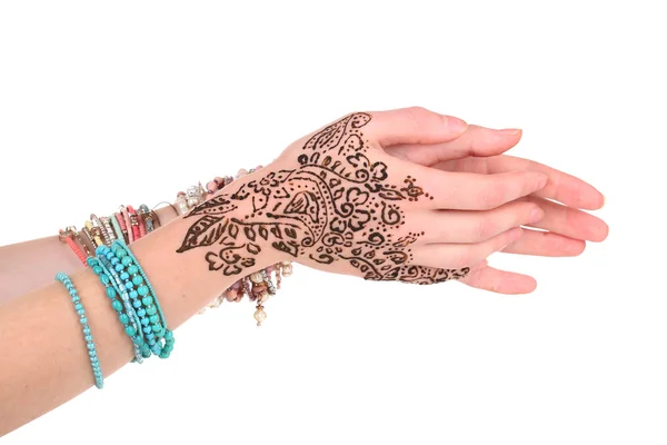 Hands painted with henna — Stock Photo, Image