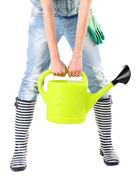 Woman holding watering can — Stock Photo, Image