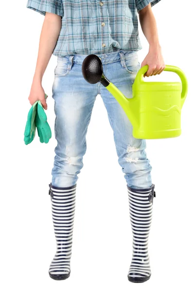 Woman holding watering can — Stock Photo, Image