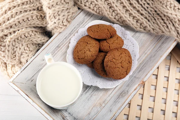 Mléko a soubory cookie — Stock fotografie