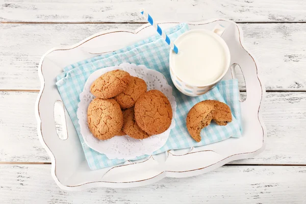 Mléko a soubory cookie — Stock fotografie