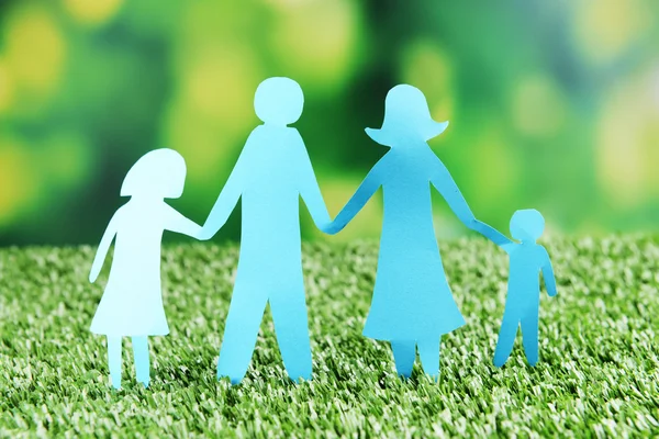 Paper family on grass — Stock Photo, Image