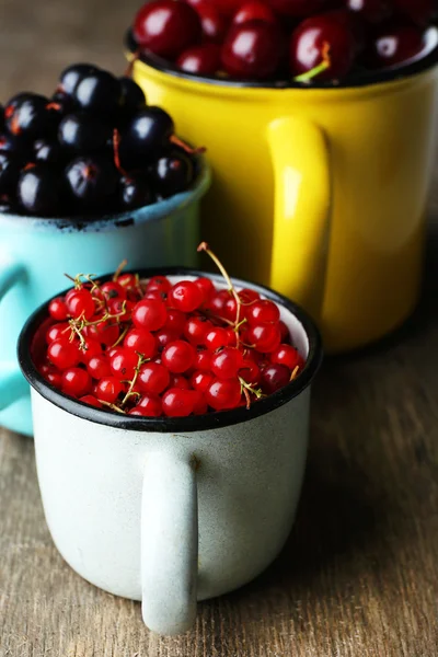 Bayas en tazas de color — Foto de Stock