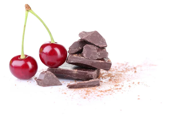 Cherries and chopped chocolate — Stock Photo, Image