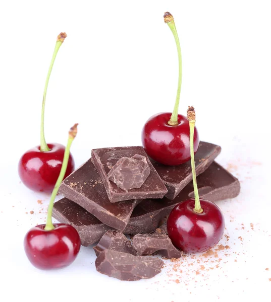 Cherries and chocolate — Stock Photo, Image