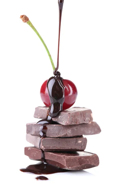 Cherry and chopped chocolate — Stock Photo, Image