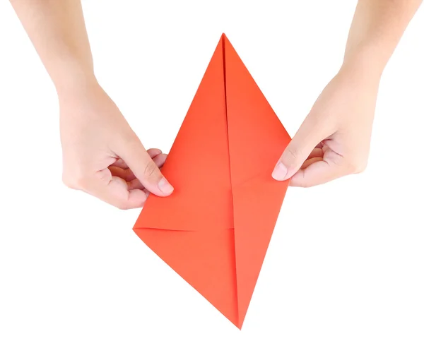 Mani che fanno origami coniglio — Foto Stock