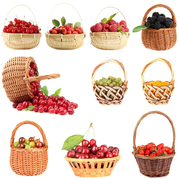 Collage of fresh berries isolated on white — Stock Photo, Image