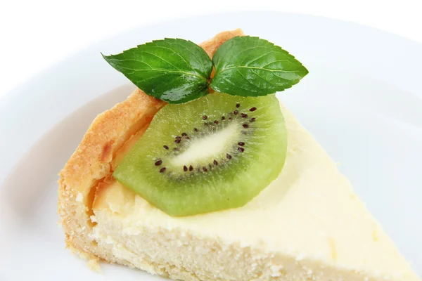 Cheesecake with kiwi fruit — Stock Photo, Image