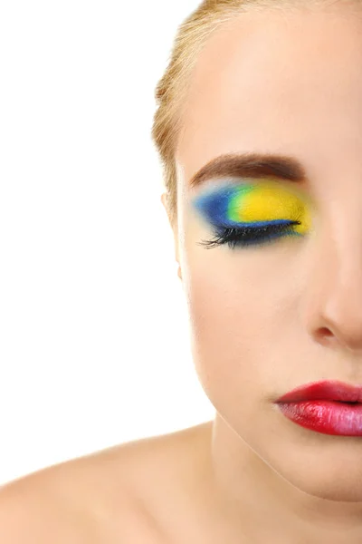 Beautiful woman with bright make-up, close up — Stock Photo, Image