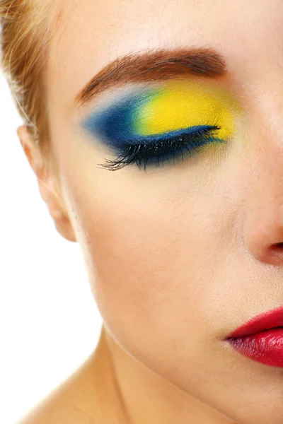 Beautiful woman with bright make-up, close up — Stock Photo, Image