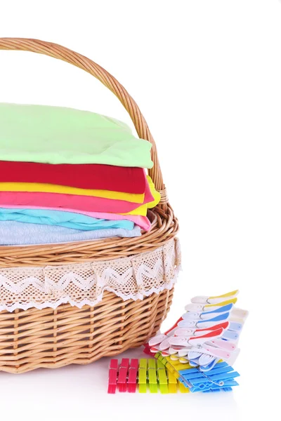 Clothes in laundry basket — Stock Photo, Image
