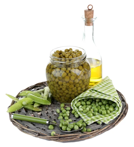 Fresh  and canned peas — Stock Photo, Image