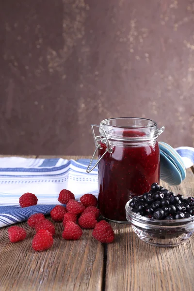Berries jam in jar — Stock Photo, Image