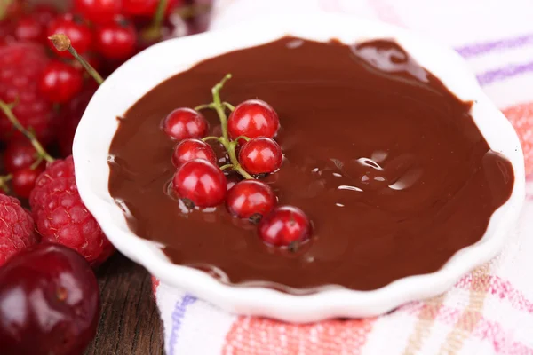 Berries and liquid chocolate — Stock Photo, Image