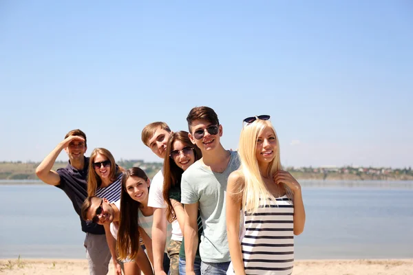 Grupa przyjaciół na plaży — Zdjęcie stockowe