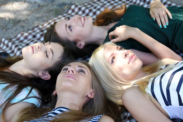 Grupo de amigos descansando en el parque —  Fotos de Stock